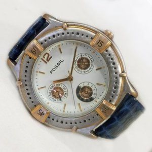 Vintage Fossil Watch BQ-8461 Triple Subdial 36mm